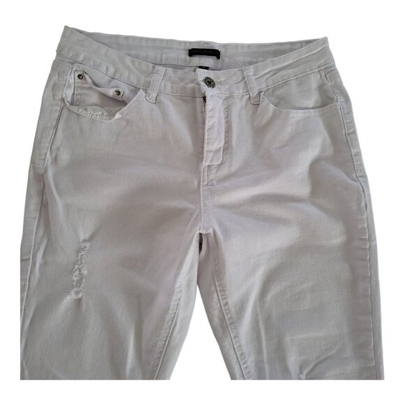 Signature Studio Distressed White Denim Jeans Size 14 - Picture 4 of 9